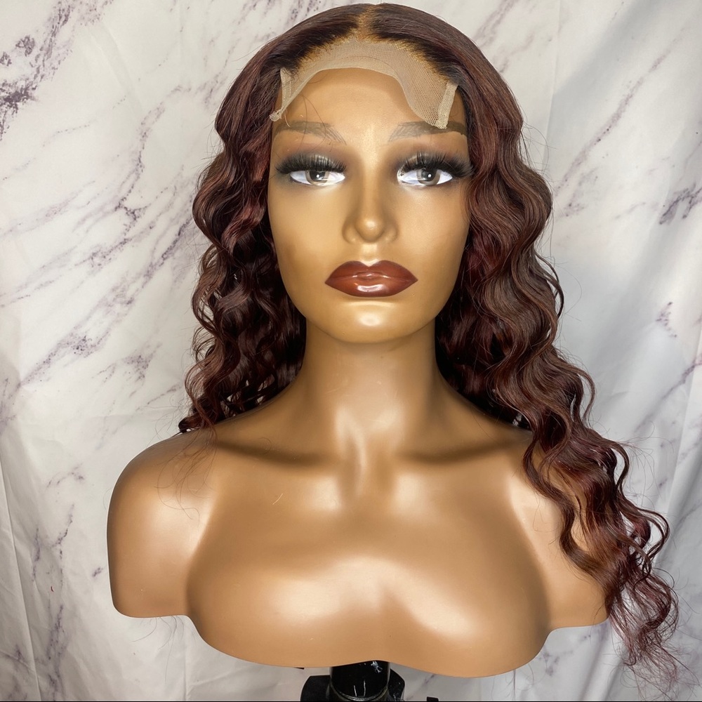 Red Human Hair Wig Virgin Hair Extension